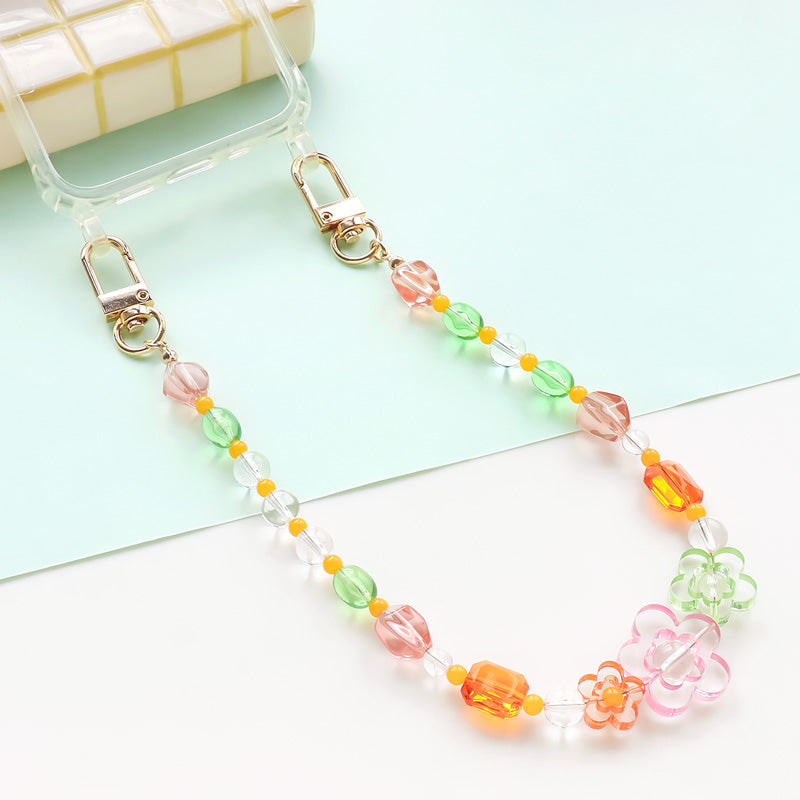 レシピNo.KR1038 ドイツ製アクリルチアフルフラワーのカラフルハンドストラップ