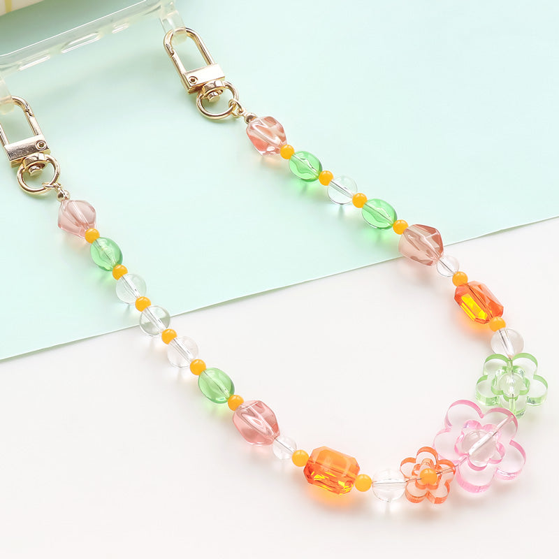 レシピNo.KR1038 ドイツ製アクリルチアフルフラワーのカラフルハンドストラップ