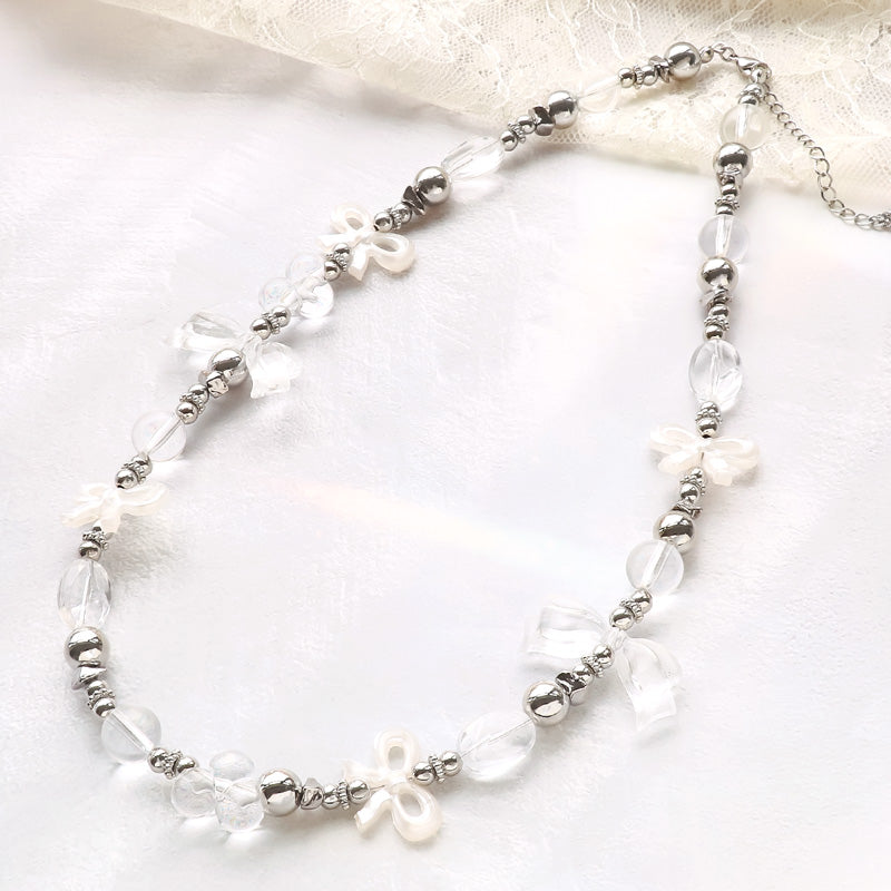 レシピNo.KR1041 ドイツ製アクリルのリボンモチーフネックレス