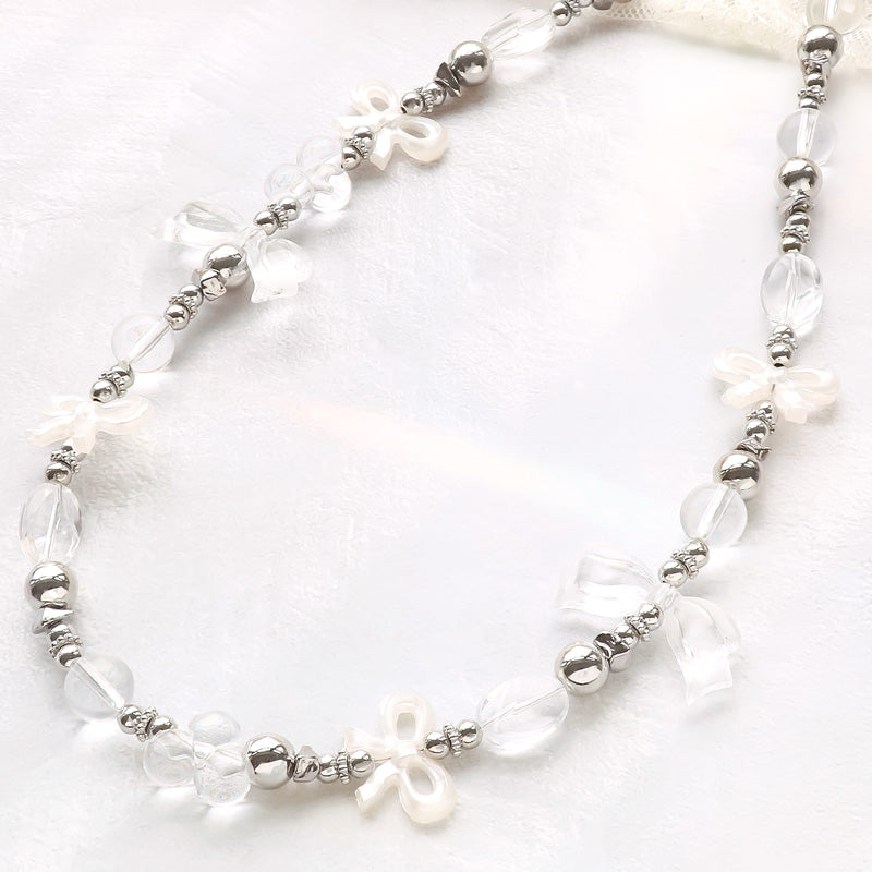レシピNo.KR1041 ドイツ製アクリルのリボンモチーフネックレス