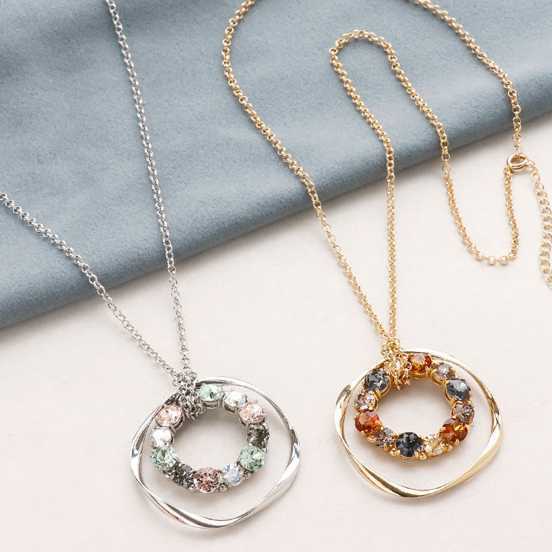 レシピNo.KR1049 貴和クリスタルのサークルビジューネックレス