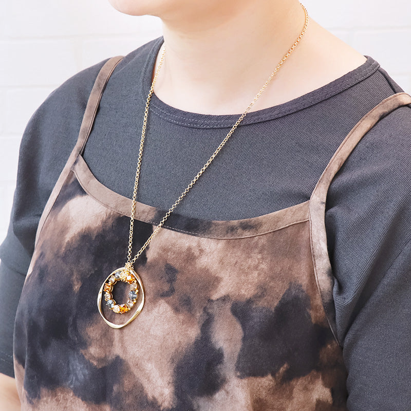 レシピNo.KR1049 貴和クリスタルのサークルビジューネックレス