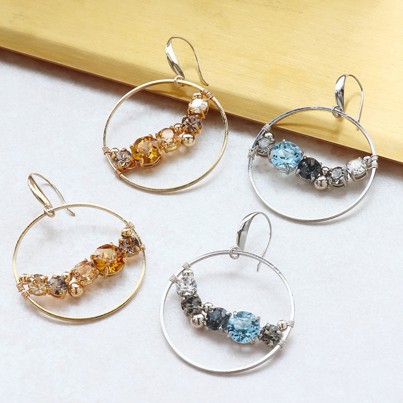 レシピNo.KR1050 貴和クリスタルのサークルビジューピアス