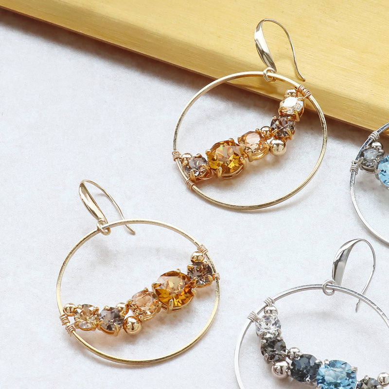 レシピNo.KR1050 貴和クリスタルのサークルビジューピアス