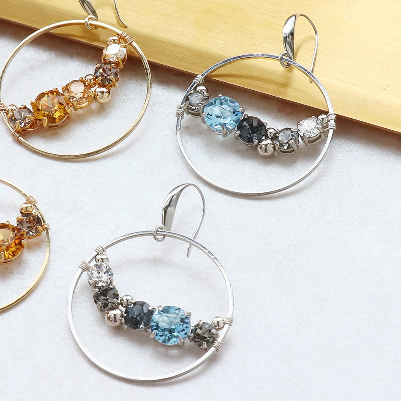 レシピNo.KR1050 貴和クリスタルのサークルビジューピアス