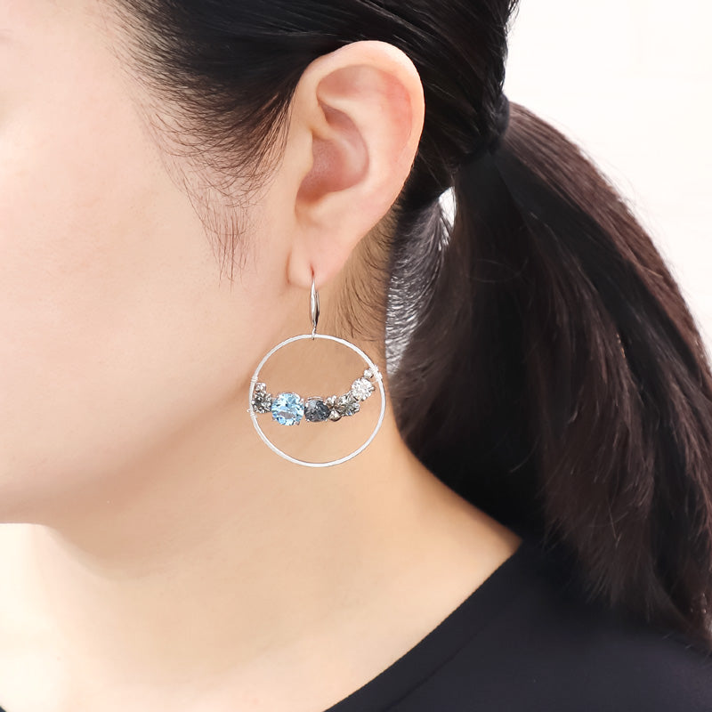 レシピNo.KR1050 貴和クリスタルのサークルビジューピアス