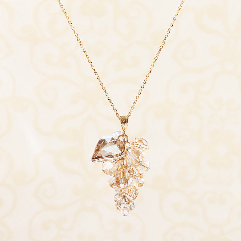 レシピNo.KR1051 貴和クリスタルのハートリーフグレープネックレス