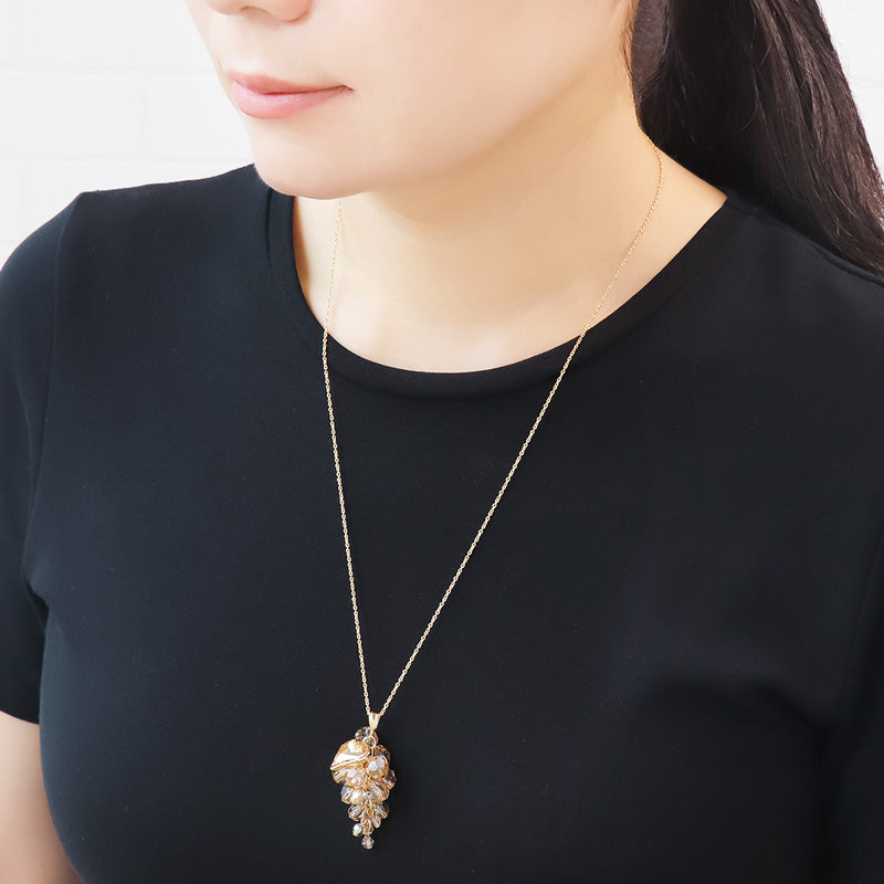 レシピNo.KR1051 貴和クリスタルのハートリーフグレープネックレス