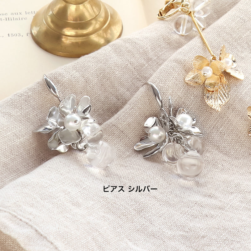 レシピNo.KR1052 メタルフラワーのスウィングイヤーアクセサリー2種