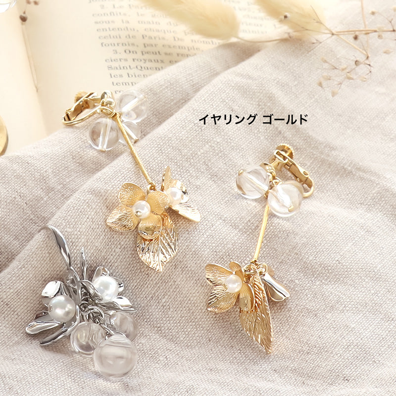 レシピNo.KR1052 メタルフラワーのスウィングイヤーアクセサリー2種