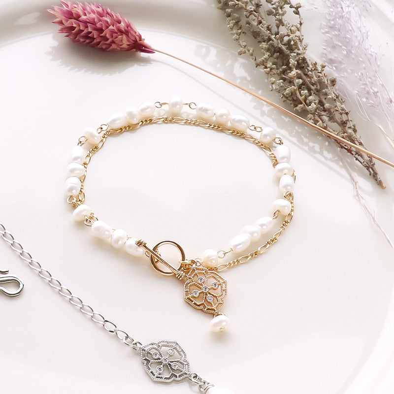 レシピNo.KR1055 スカシパーツとパールのアクセサリー2種