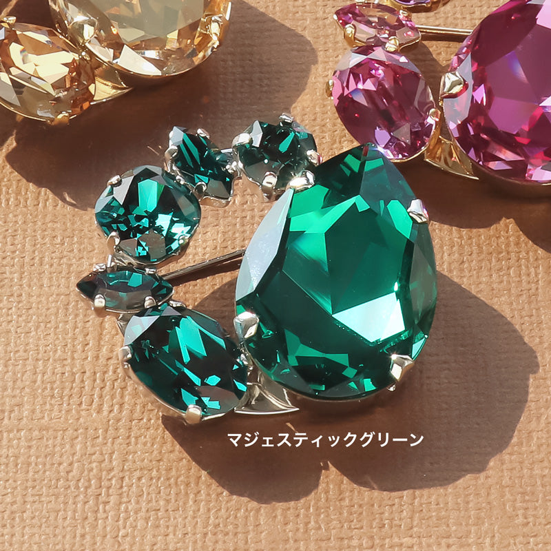 レシピNo.KR1058 貴和クリスタルのビジューアーチブローチ