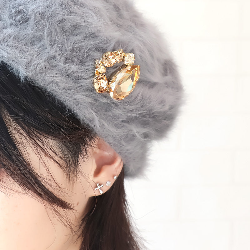 レシピNo.KR1058 貴和クリスタルのビジューアーチブローチ