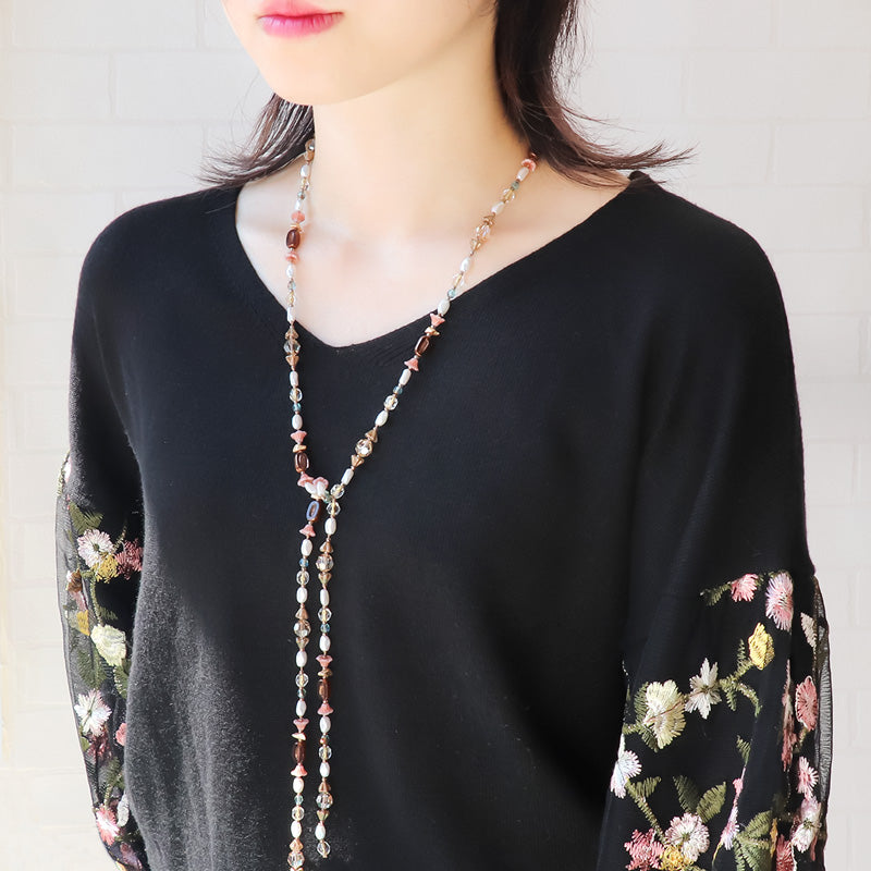 レシピNo.KR1060 チェコビーズのミックスラリエット