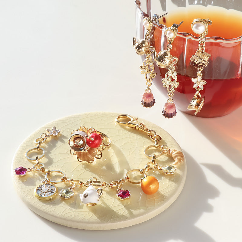 レシピNo.KR1062 紅茶モチーフのアクセサリー4種