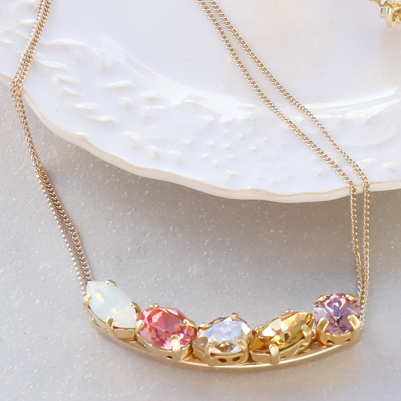 レシピNo.KR1064 貴和クリスタルのティーカラーネック&イヤリング