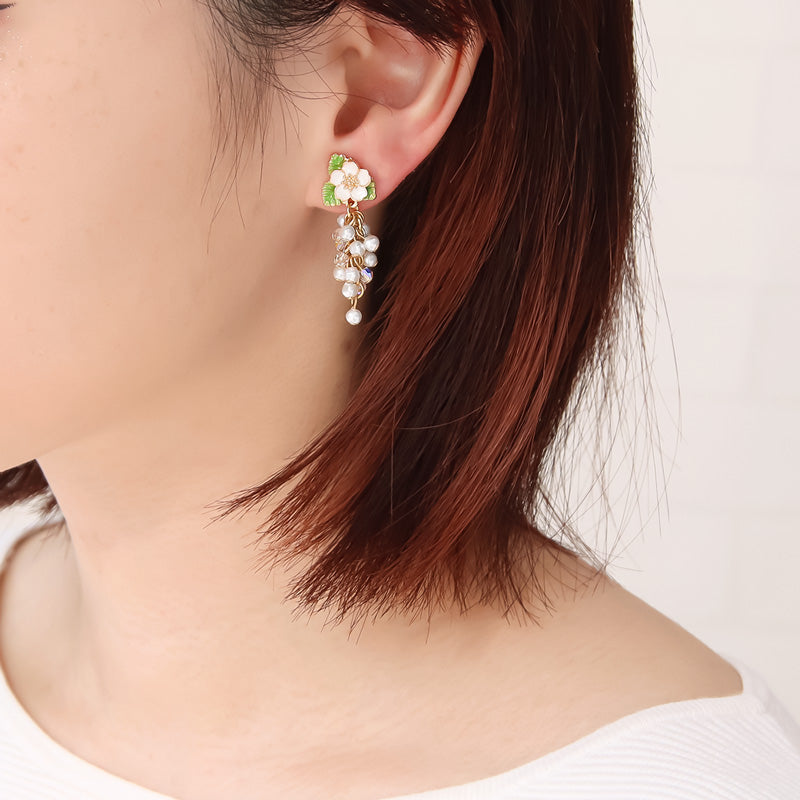 レシピNo.KR1128 ストロベリーフラワー&リーフのアクセサリー4種