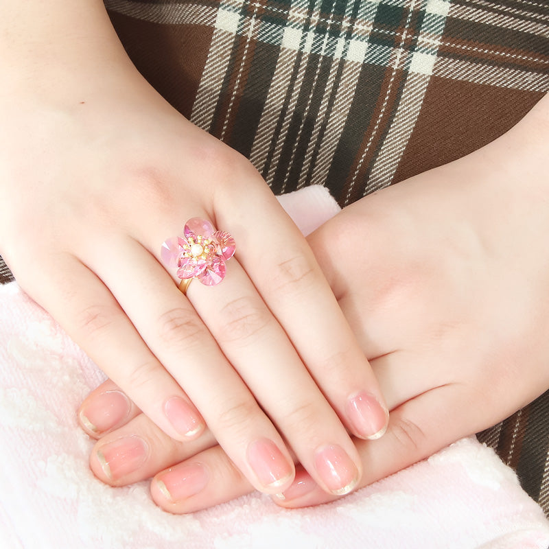 レシピNo.KR1130 貴和クリスタルのさくらモチーフリング