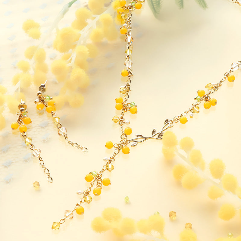Recipe No. KR1133 Mimosa neck and earrings