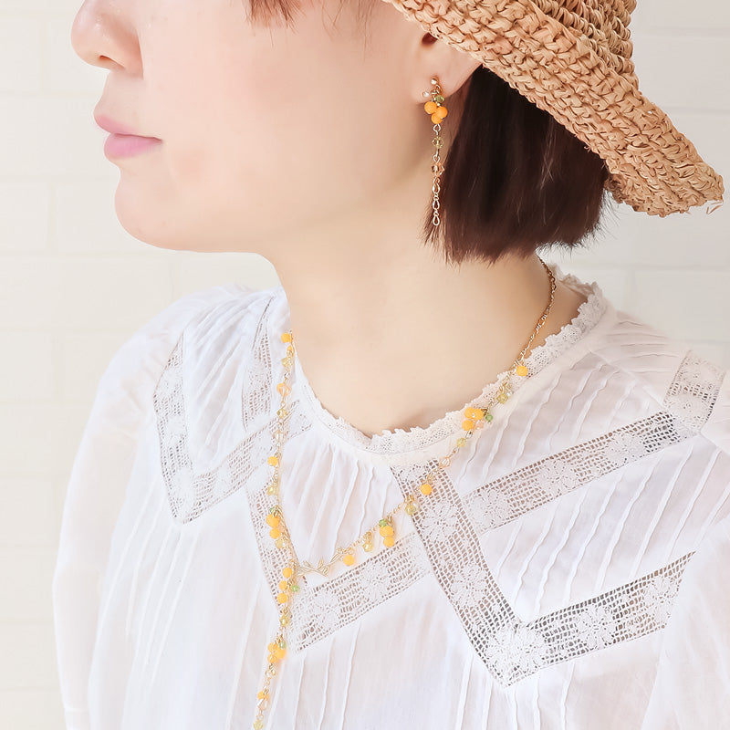 Recipe No. KR1133 Mimosa neck and earrings
