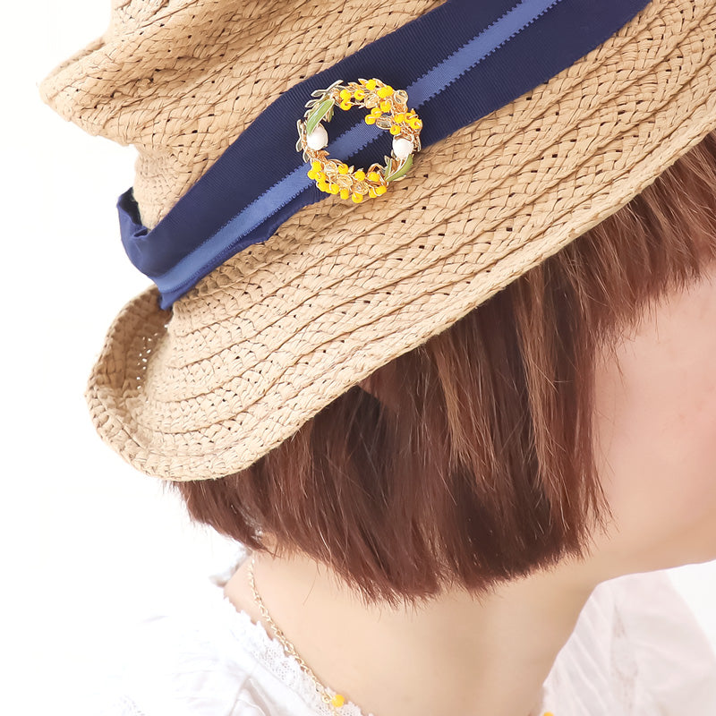 レシピNo.KR1134 ミモザとチューリップのブローチ