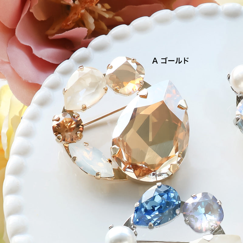 レシピNo.KR1135 貴和クリスタルのビッグビジューブローチ2種