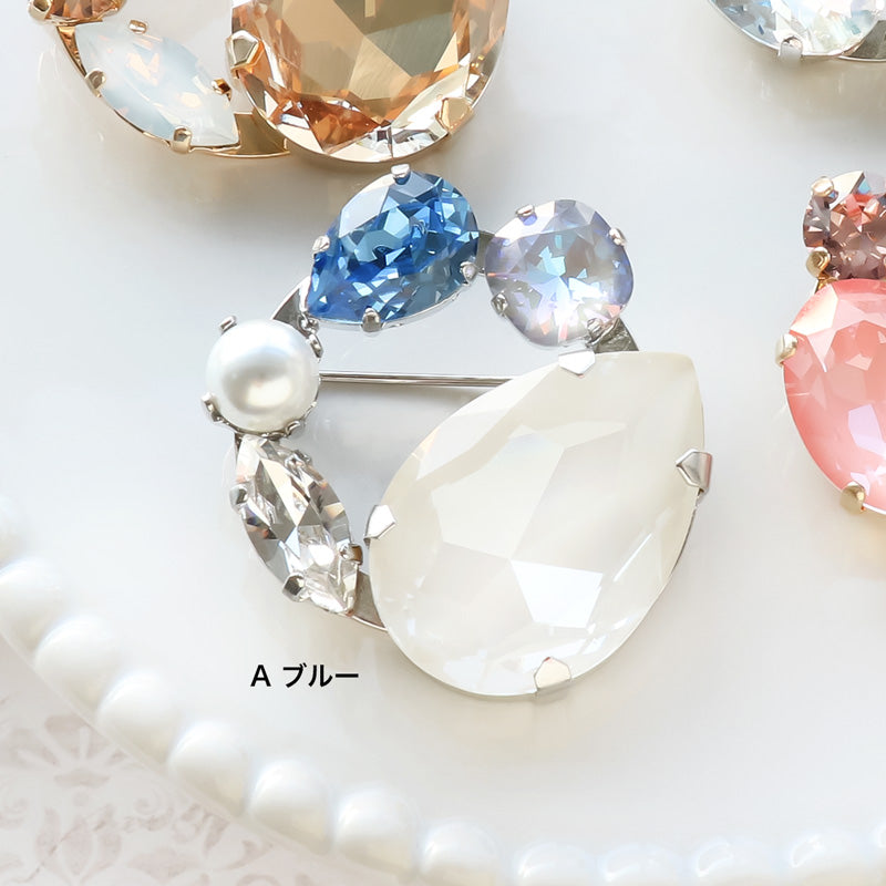 レシピNo.KR1135 貴和クリスタルのビッグビジューブローチ2種