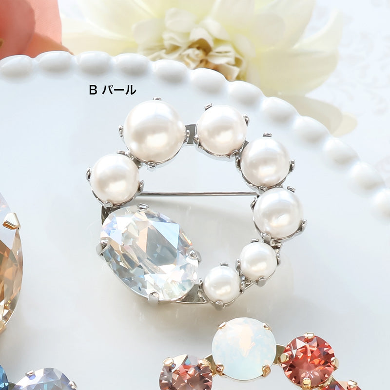 レシピNo.KR1135 貴和クリスタルのビッグビジューブローチ2種