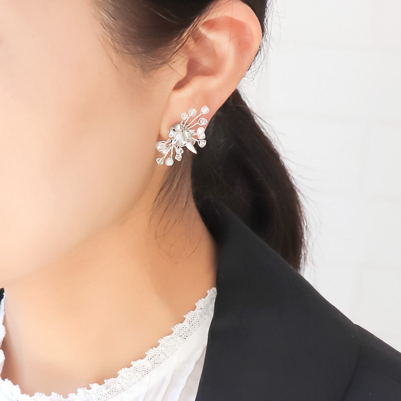 レシピNo.KR1136 貴和クリスタルと樹脂パールのワイヤーアレンジピアス2種