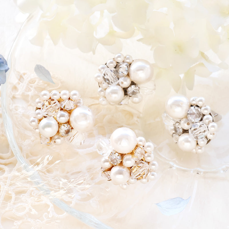 レシピNo.KR1137 貴和クリスタルのパールビジューピアス