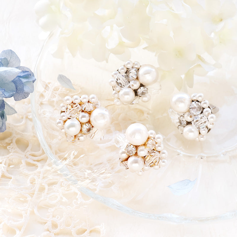 レシピNo.KR1137 貴和クリスタルのパールビジューピアス