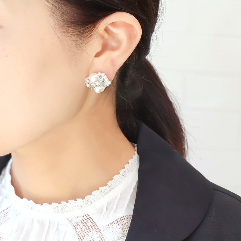 レシピNo.KR1137 貴和クリスタルのパールビジューピアス