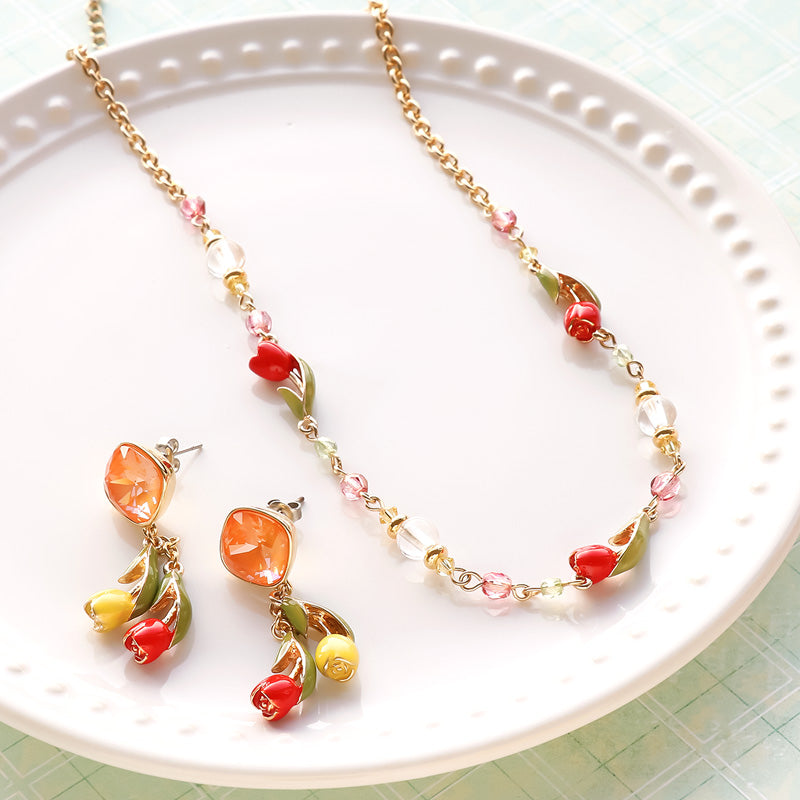 レシピNo.KR1142 チューリップチャームのアクセサリー2種