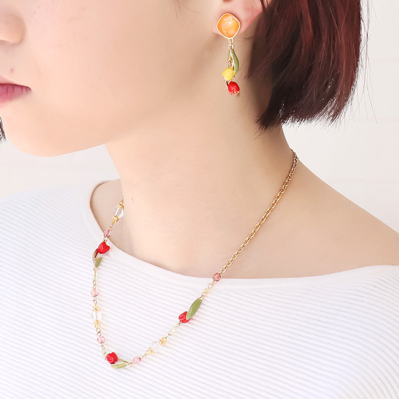 レシピNo.KR1142 チューリップチャームのアクセサリー2種