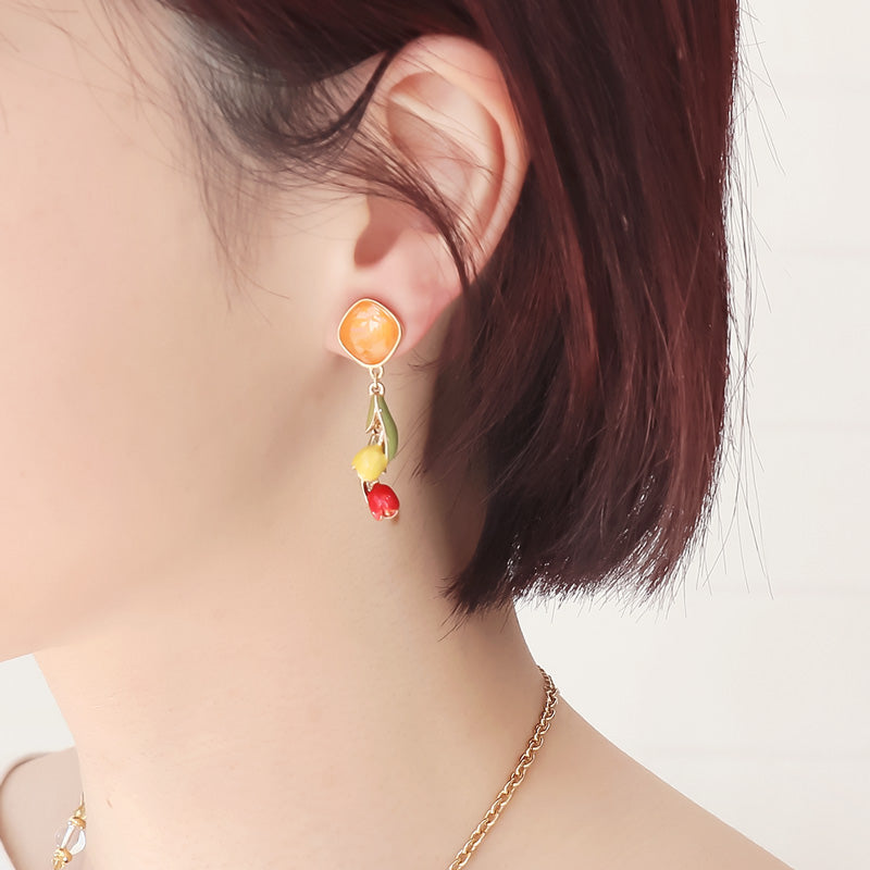レシピNo.KR1142 チューリップチャームのアクセサリー2種