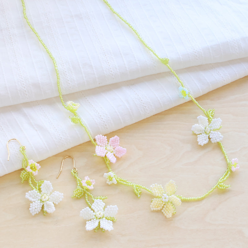 レシピNo.KR1144 ステッチのオヤ風ネック&ピアス(No.1482)