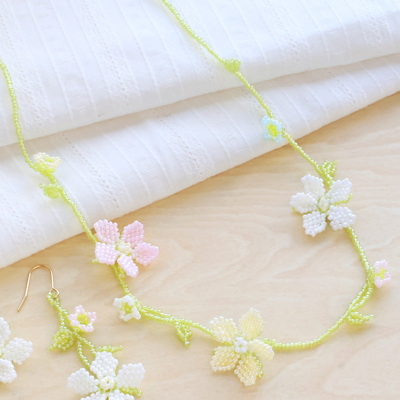 レシピNo.KR1144 ステッチのオヤ風ネック&ピアス(No.1482)