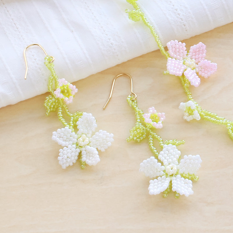 レシピNo.KR1144 ステッチのオヤ風ネック&ピアス(No.1482)
