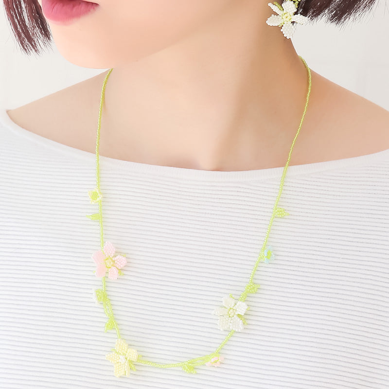 レシピNo.KR1144 ステッチのオヤ風ネック&ピアス(No.1482)