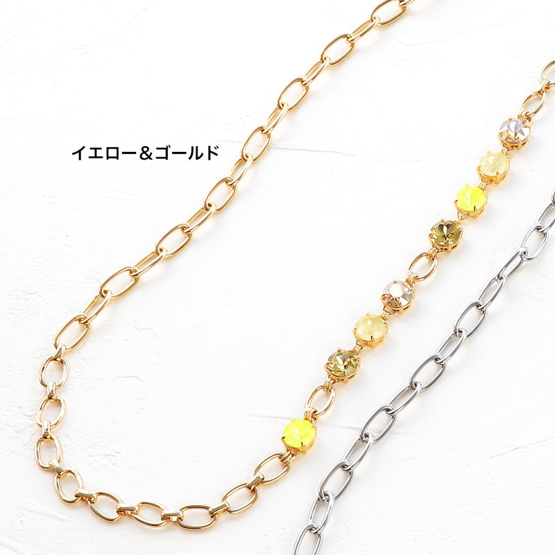 レシピNo.KR1145 貴和クリスタルとデザインチェーンのロングネックレス