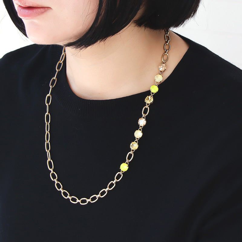 レシピNo.KR1145 貴和クリスタルとデザインチェーンのロングネックレス