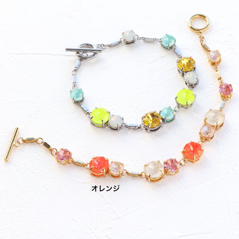 レシピNo.KR1146 貴和クリスタルのポップカラービジューブレスレット