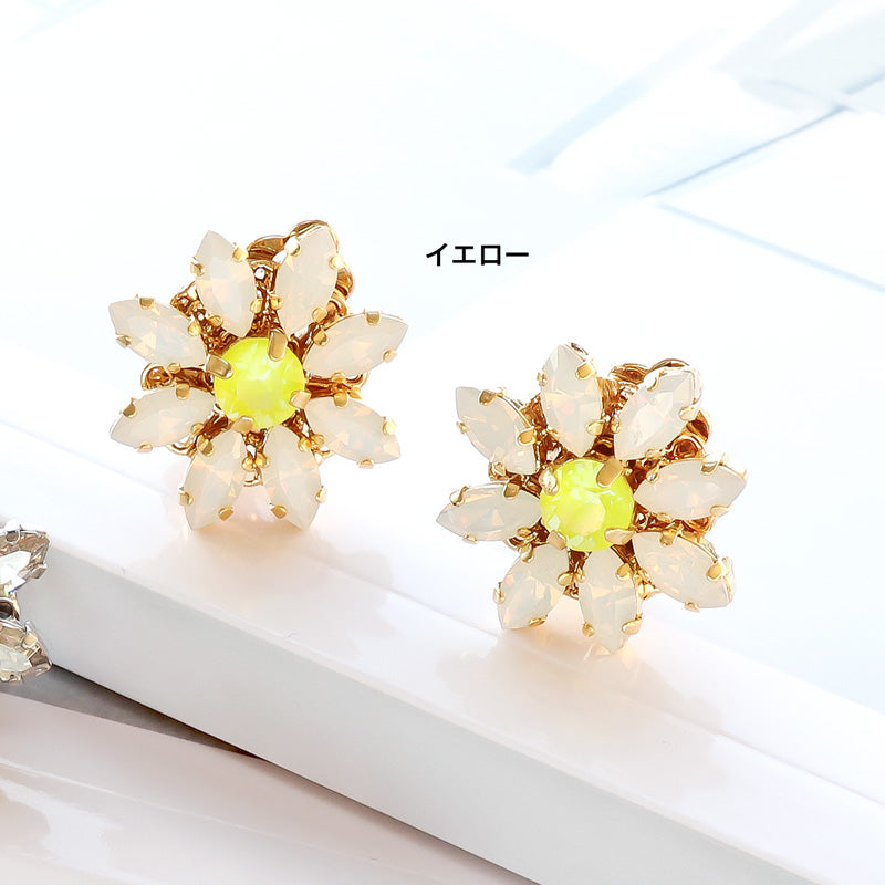 レシピNo.KR1147 貴和クリスタルのフラワービジューイヤリング