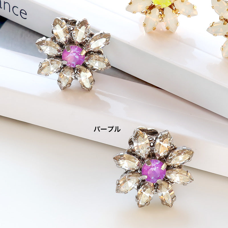 Recipe No. KR1147Kiwa crystalsFlower Bijoux earrings