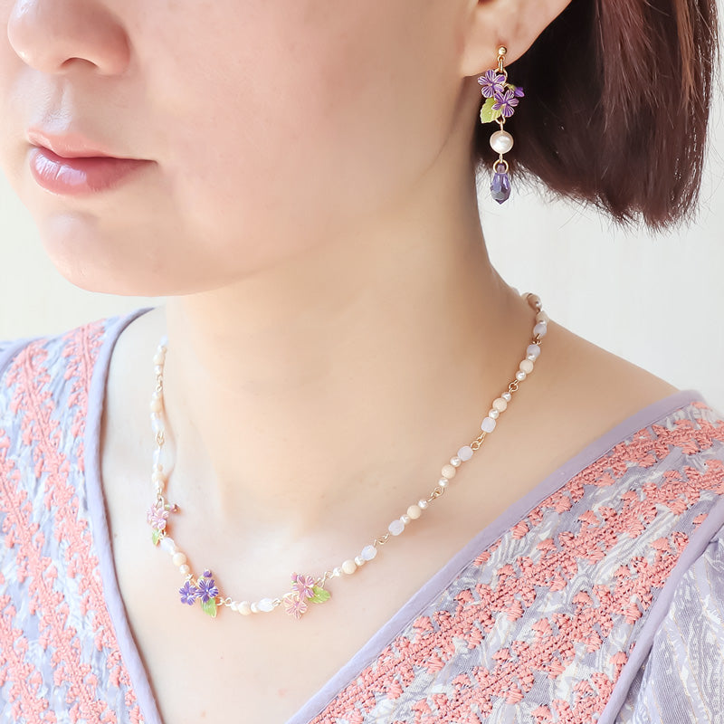 レシピNo.KR1163 チャームすみれのブレス&ピアス