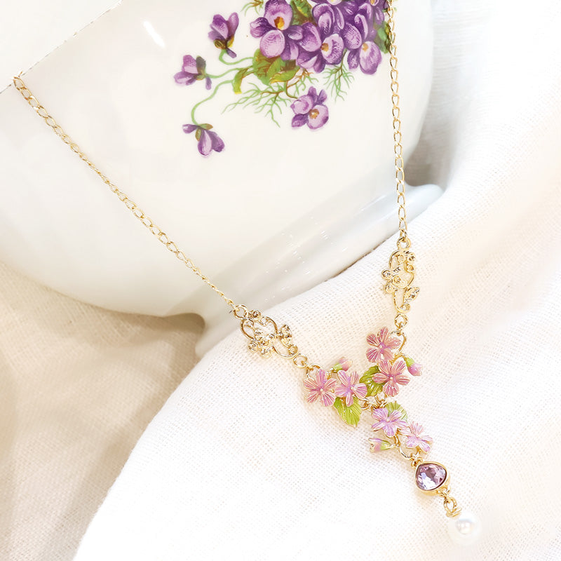 レシピNo.KR1162 チャームすみれのY字ネックレス