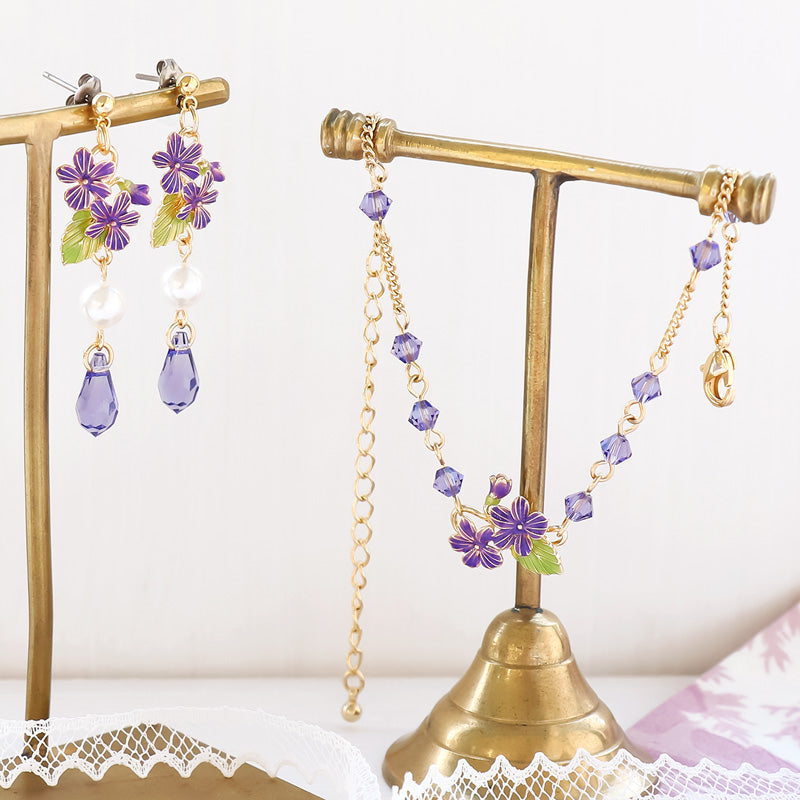 レシピNo.KR1163 チャームすみれのブレス&ピアス