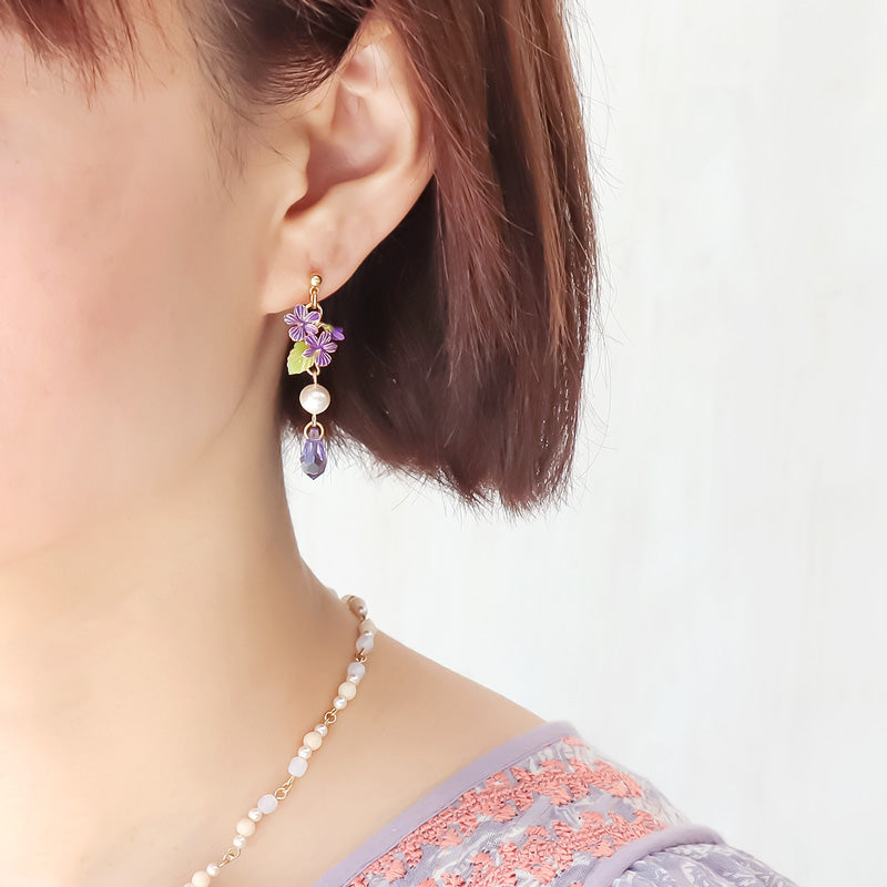 レシピNo.KR1163 チャームすみれのブレス&ピアス