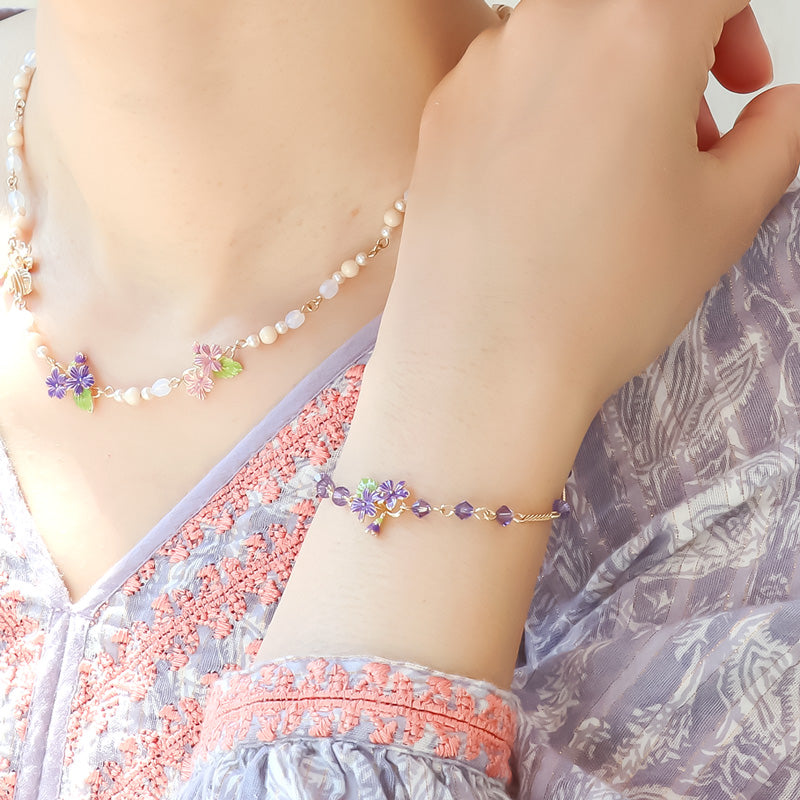 レシピNo.KR1163 チャームすみれのブレス&ピアス