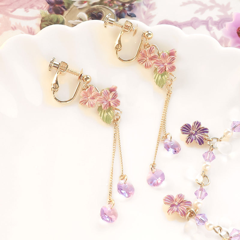 レシピNo.KR1164 チャームすみれのブレス&イヤリング